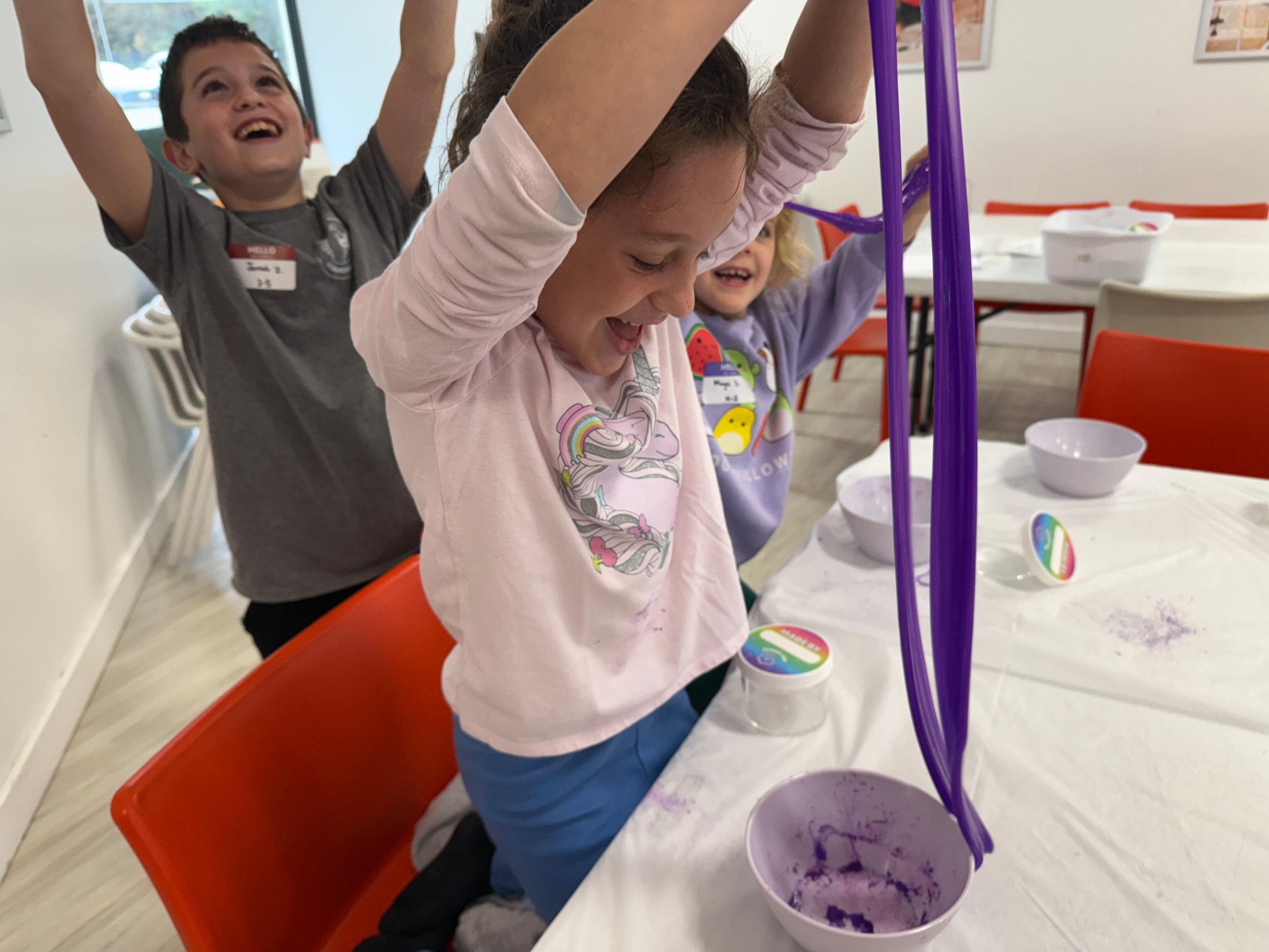 Kids making slime at Genius Gems Millburn